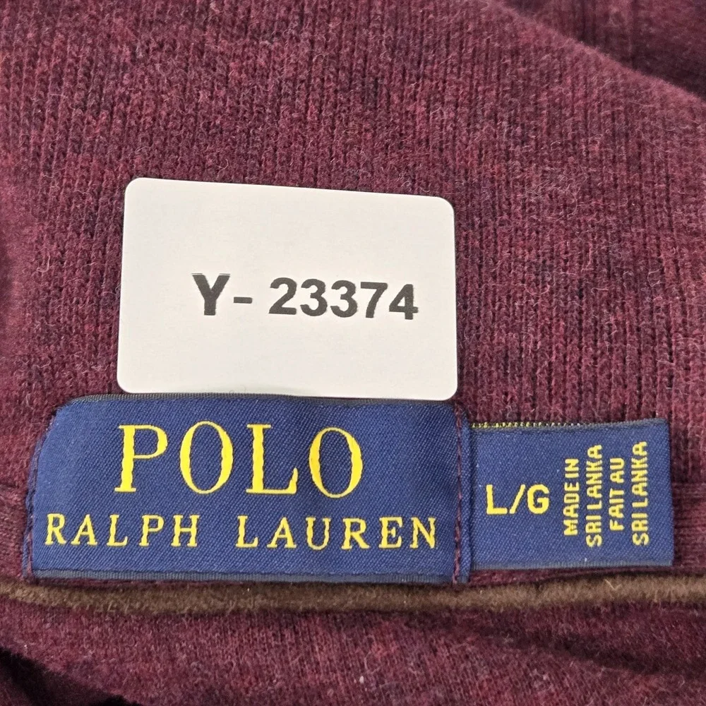 Polo Ralph Lauren Men Sweatshirt L Red‎ Long Sleeve Shawl Collar Logo Pony